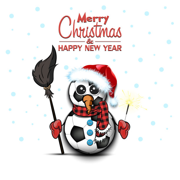 新年快乐。足球雪人图片下载