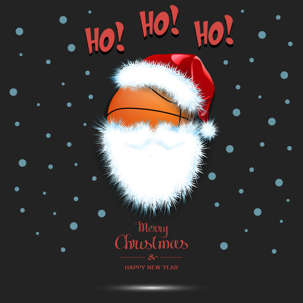 新年快乐。圣诞老人形状的篮球图片下载