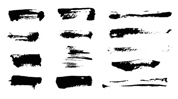 孤立的黑色纹理笔触设置图片下载