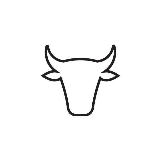 矢量平面轮廓牛头剪影图标图片下载