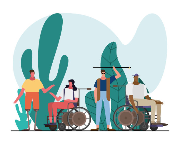 一群有障碍的异族人在花园里的角色图片下载