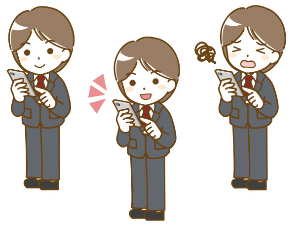 一个穿着西装操作智能手机的年轻人图片下载