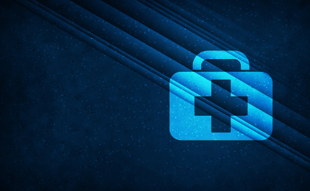 医疗包图标自然天光抽象深蓝色背景条纹图案插图图片下载