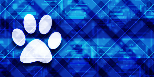 动物足迹图标现代玻璃蓝色旗帜背景图案插图图片下载