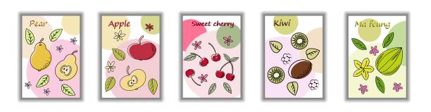 矢量绘制草图水果横幅设置。图片下载