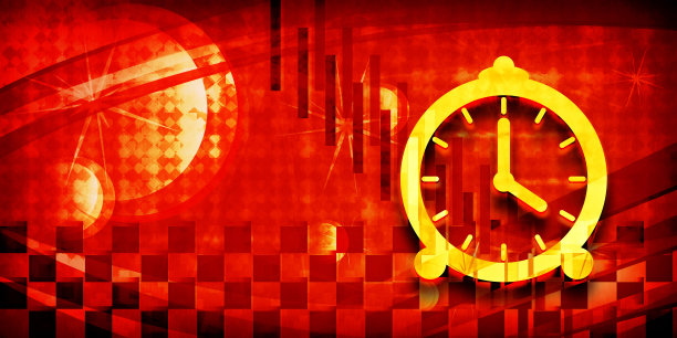 闹钟图标夏天阳光灿烂的橙色光横幅背景黑暗的插图图片下载