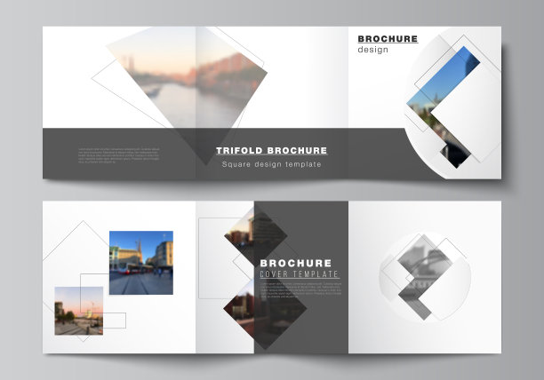 矢量布局的正方形格式涵盖设计模板与几何简单的形状，线和照片的地方三联小册子，传单，杂志，封面设计，书籍，小册子封面。图片下载