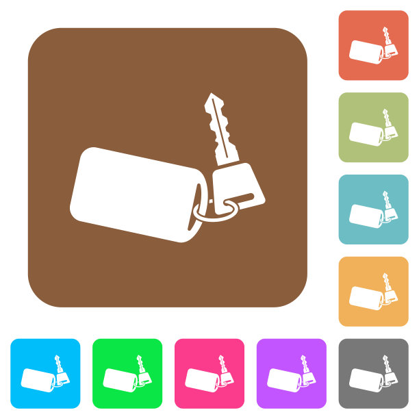 汽车钥匙与遥控器圆形方形平面图标图片下载