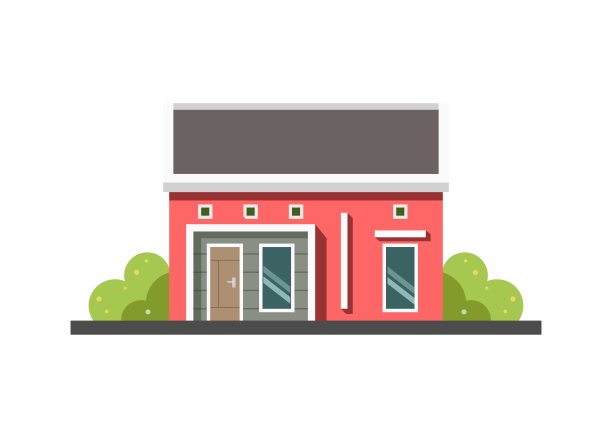 小型极简主义房屋建筑。简单的平面插图图片下载