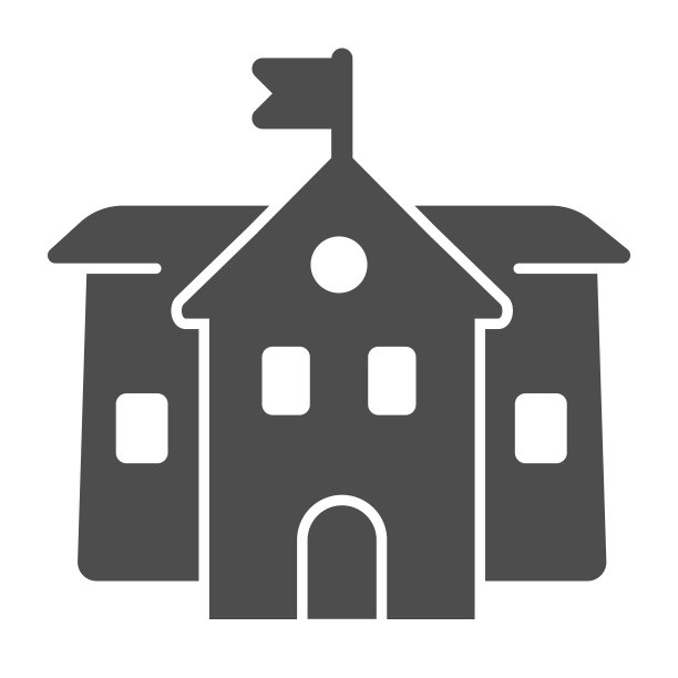 中学立体图标，教育理念，中学标志在白色背景，建筑图标的字形风格为移动概念和网页设计。矢量图形。图片下载