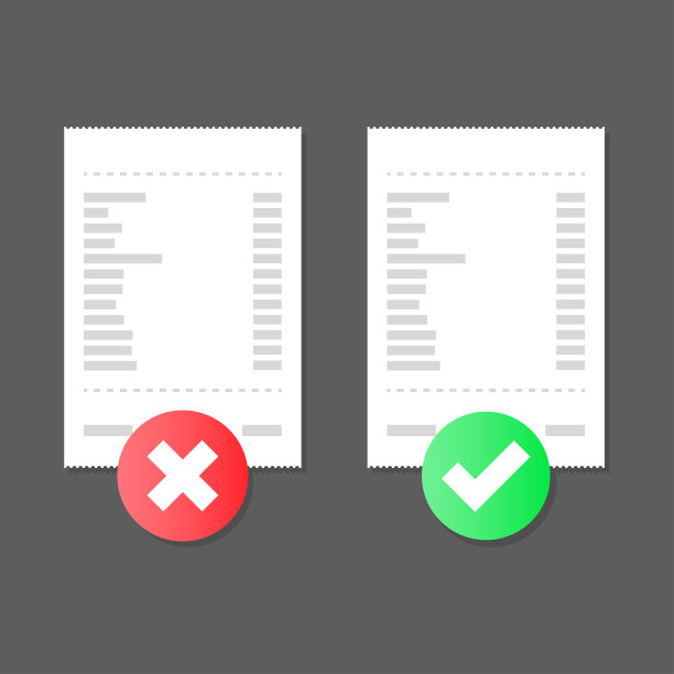 批准和拒绝现金收据。平板风格的智能手机。灰色的背景。图片下载