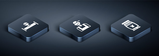 设置等距工业管道和压力计，洗衣洗涤剂和水管工图标。向量图片下载