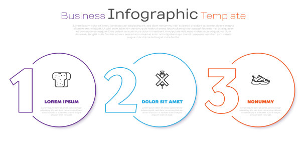 面包吐司，无兴奋剂注射器和运动运动鞋。业务信息模板。向量图片下载