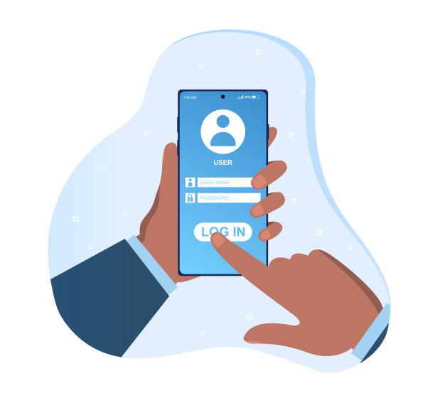 手持智能手机与登录页面图片下载