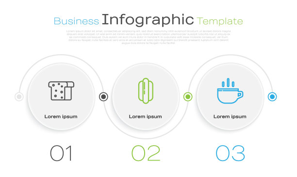 面包吐司，热狗三明治和咖啡杯。业务信息模板。向量图片下载