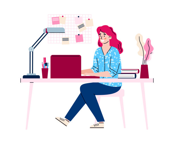 在家远程办公的妈妈矢量隔离插图图片下载