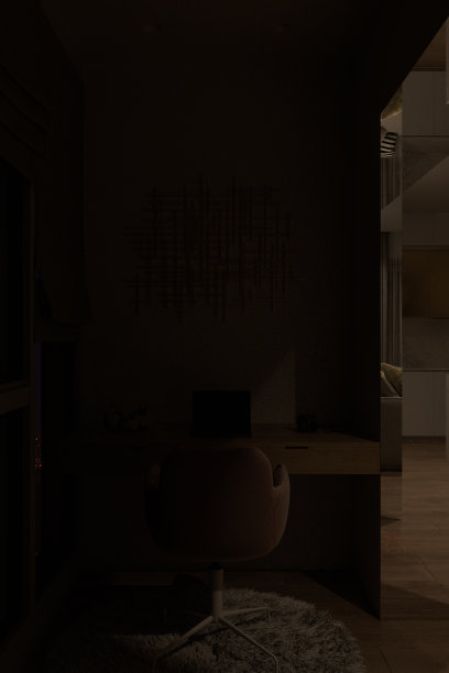 三维插图室内设计的城市公寓与家庭办公室自由图片下载