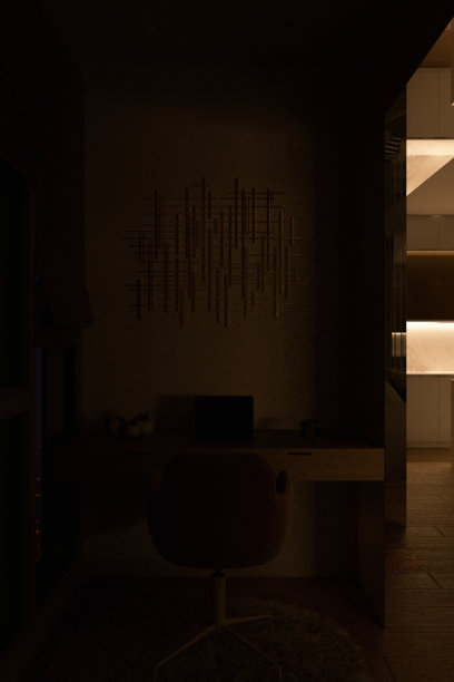 3d室内设计插图的城市公寓与家庭办公室为自由职业者图片下载