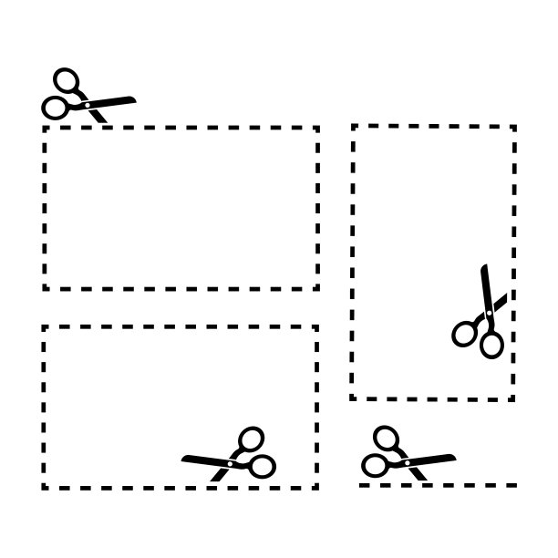 用剪刀做广告。白色背景。复古风格的黑色矩形剪刀。股票的形象。EPS10。图片下载