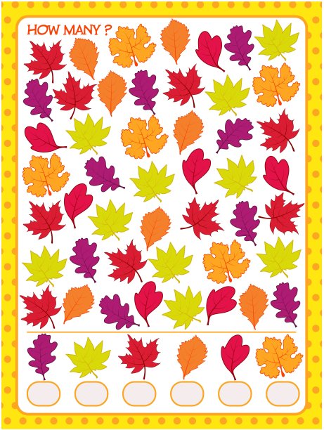 儿童游戏。数一数有多少片秋叶图片下载