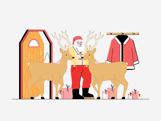 圣诞老人的鹿图片下载