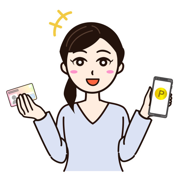 女人微笑着用智能手机，个人名片图片下载