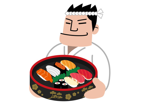 寿司店的寿司厨师插图图片下载