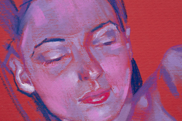 粉彩画，女性肖像画，手工制作图片下载