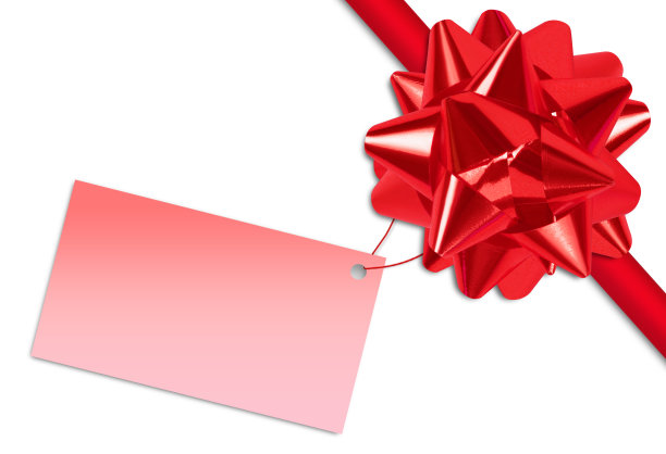 礼品卡注意与丝带在孤立的背景图片下载