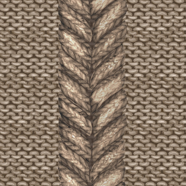 米黄色逼真的针织无缝图案。水彩手漆舒适温暖的编织纹理图片下载