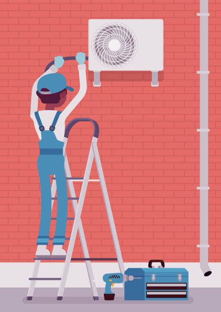 空调室外机安装，空调外接维修服务图片下载