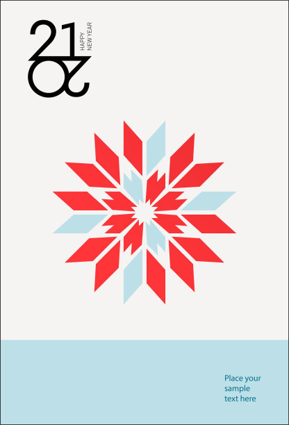 2021年封面设计与文字:新年快乐和祝愿。假日封面，海报，小册子，传单红，蓝，白三色。现代设计模板。黑色标志的2021年图片下载
