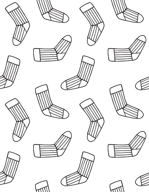 矢量无缝图案手绘涂鸦素描针织袜子图片下载