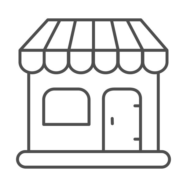 商店细线图标，购物概念，商店标志在白色背景，商业建筑图标轮廓风格的移动概念和网页设计。矢量图形。图片下载