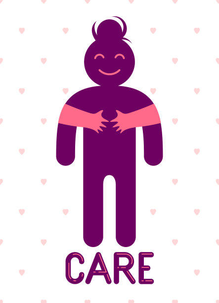 心爱的女人与关怀的手的爱人或朋友从背后拥抱她，矢量图标标志或插图在简单的象征风格。图片下载