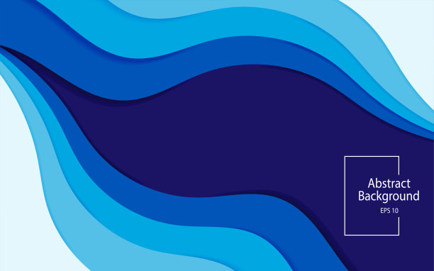 抽象的蓝色阴影，剪纸形状矢量插图背景设计的旗帜。图片下载