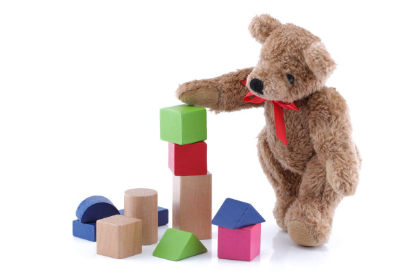 可爱的泰迪熊玩玩具积木图片下载