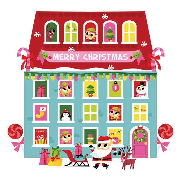 超级可爱圣诞快乐大房子图片下载