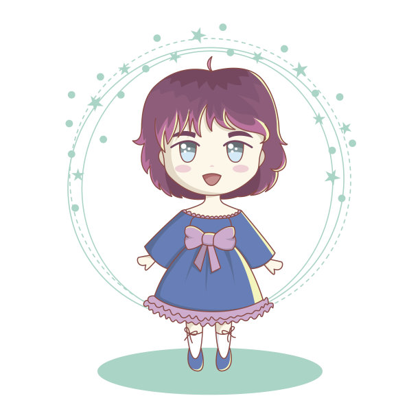 可爱的矢量插图小女孩。图片下载
