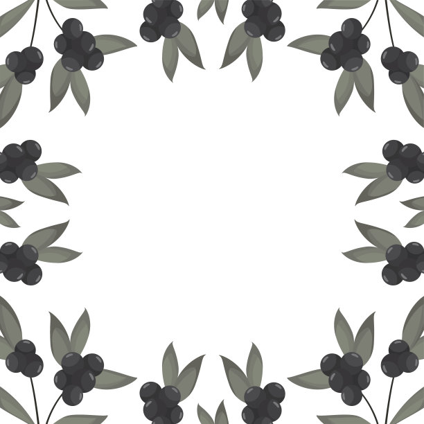 向量背景与黑色浆果和灰色的叶子;用于贺卡、请柬、海报、横幅。图片下载