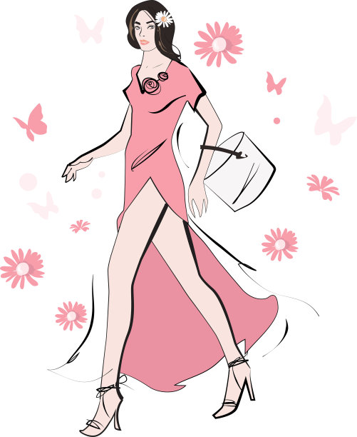 时髦的女士与抽象的背景图片下载