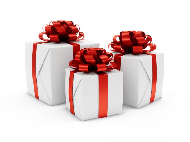 3D渲染三个礼品盒在白色的背景图片下载