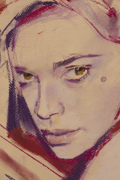 粉彩画，女性肖像画，手工制作图片下载