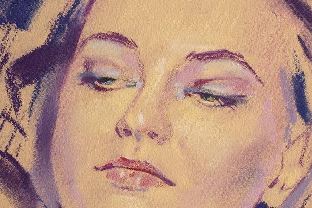 粉彩画，女性肖像画，手工制作图片下载