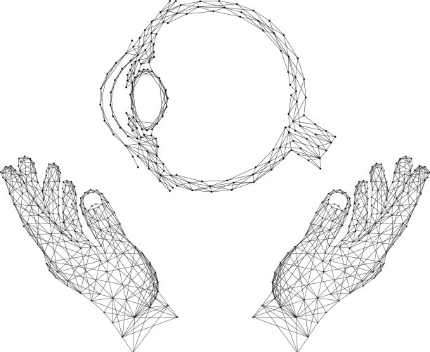 眼睛和两握保护手图片下载