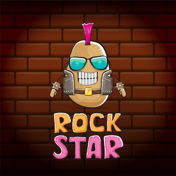 有趣的卡通可爱的棕色朋克摇滚明星图片下载