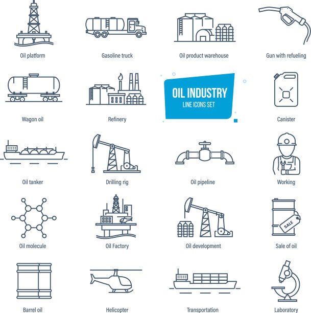 石油行业线图标设置加油站工厂图片下载