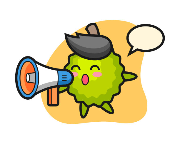 拿着扩音器的榴莲卡通图片下载