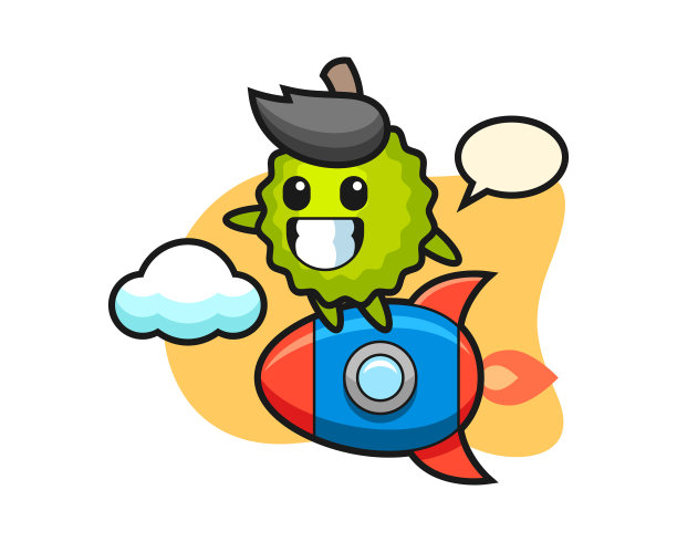 卡通中的榴莲骑着火箭图片下载