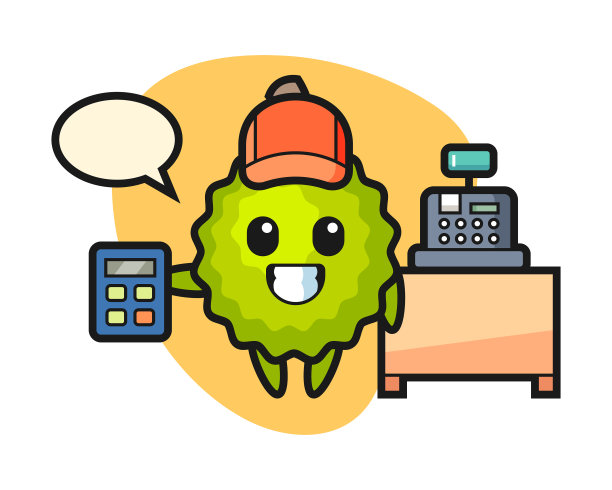 卡通榴莲当收银员图片下载